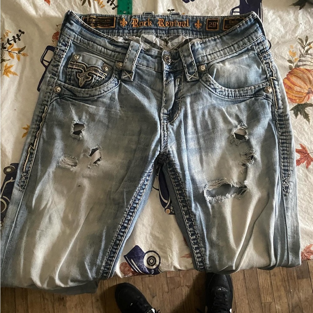 Rock Revival Light Blue Distressed Boyfriend Jeans